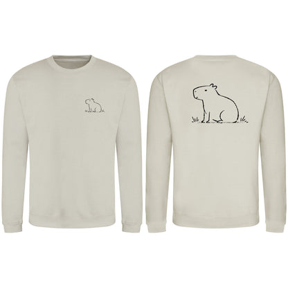 Calm Capybara Adult Sweatshirt - Wild Lines Natural Stone colour variant image