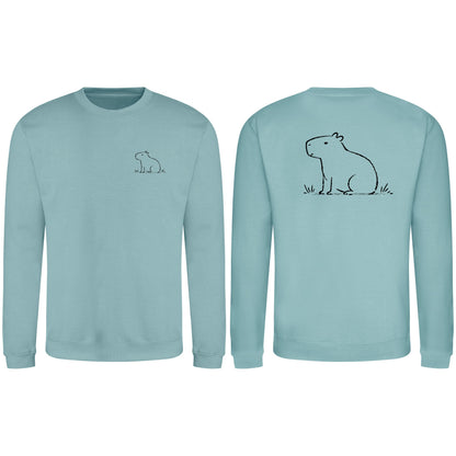 Calm Capybara Adult Sweatshirt - Wild Lines Seafoam colour variant image