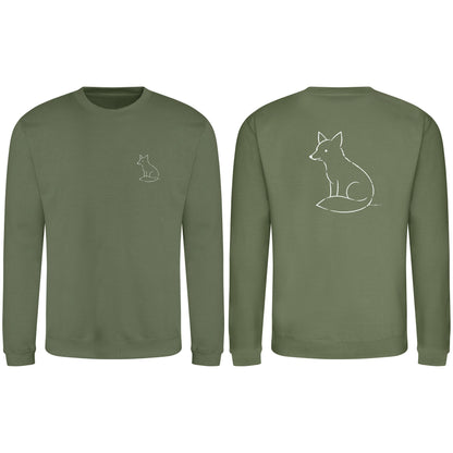 Poised Fox Adult Sweatshirt - Wild Lines Earthy Green colour variant image