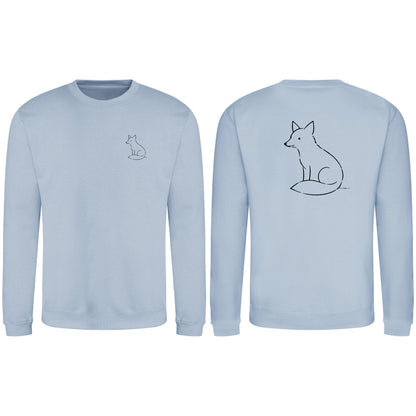 Poised Fox Adult Sweatshirt - Wild Lines Sky Blue colour variant image