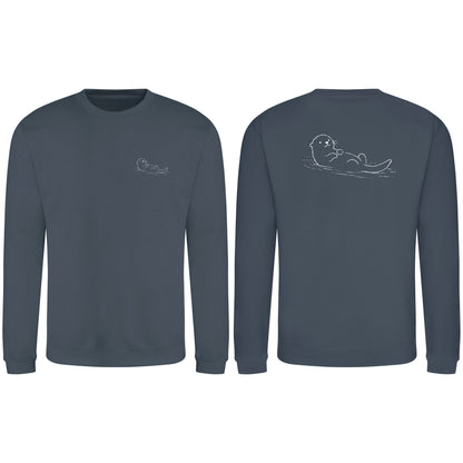 Floating Otter Adult Sweatshirt - Wild Lines Airforce Blue colour variant image
