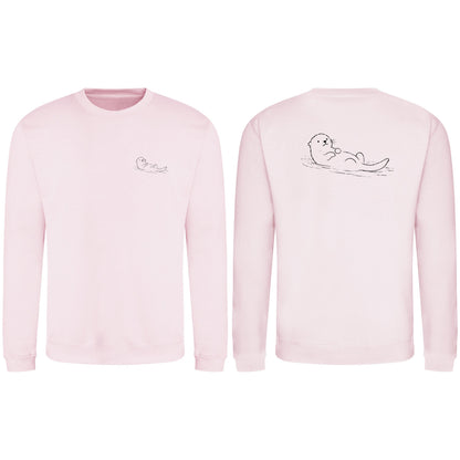 Floating Otter Adult Sweatshirt - Wild Lines Baby Pink colour variant image