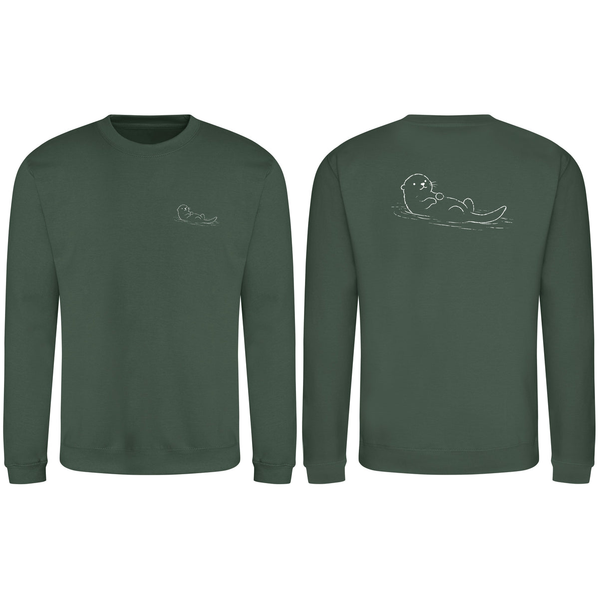Floating Otter Adult Sweatshirt - Wild Lines Bottle Green colour variant image