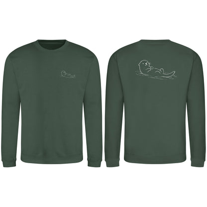 Floating Otter Adult Sweatshirt - Wild Lines Bottle Green colour variant image