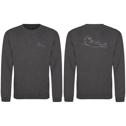 Floating Otter Adult Sweatshirt - Wild Lines Charcoal colour variant image