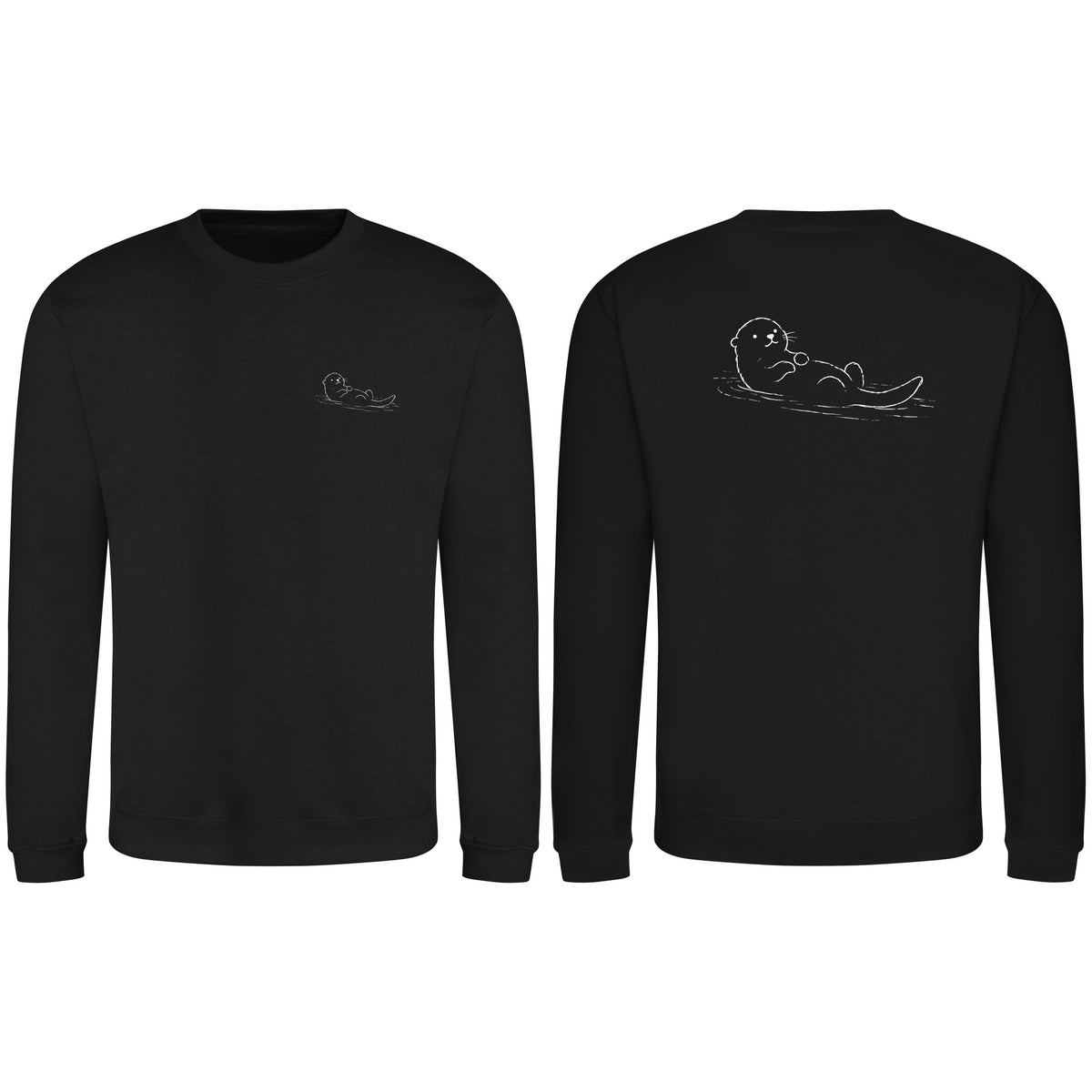 Floating Otter Adult Sweatshirt - Wild Lines Deep Black colour variant image