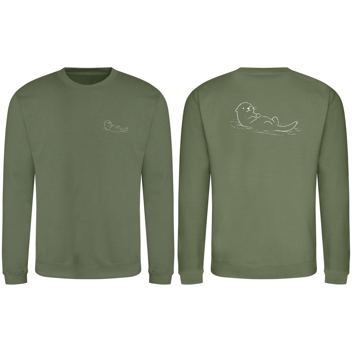 Floating Otter Adult Sweatshirt - Wild Lines Earthy Green colour variant image