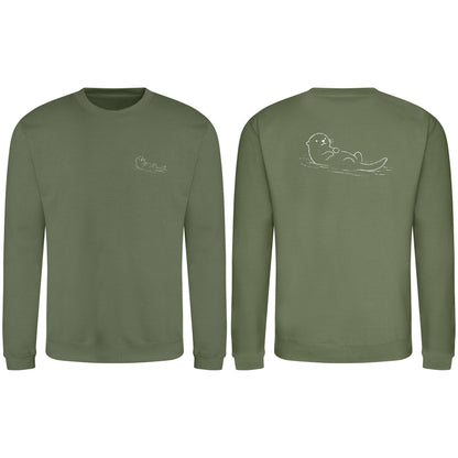 Floating Otter Adult Sweatshirt - Wild Lines Earthy Green colour variant image