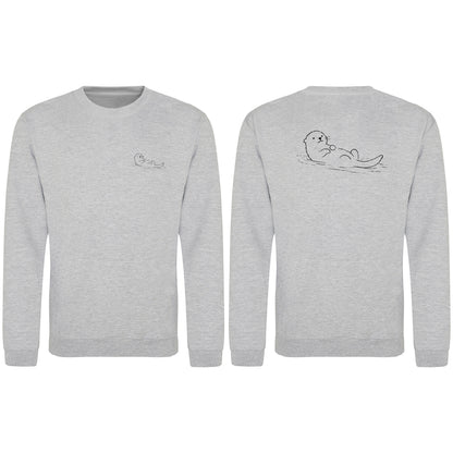 Floating Otter Adult Sweatshirt - Wild Lines Heather Grey colour variant image