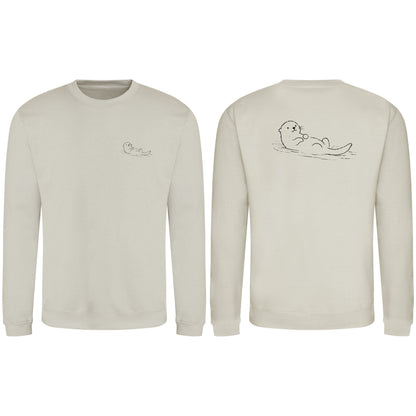 Floating Otter Adult Sweatshirt - Wild Lines Natural Stone colour variant image