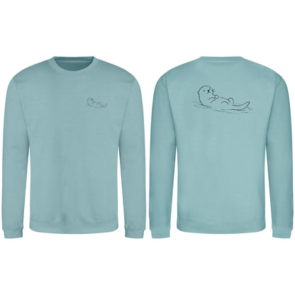 Floating Otter Adult Sweatshirt - Wild Lines Seafoam colour variant image