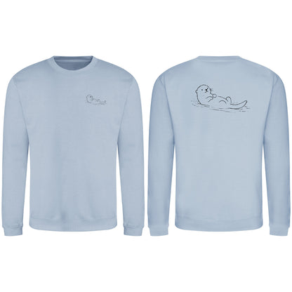 Floating Otter Adult Sweatshirt - Wild Lines Sky Blue colour variant image