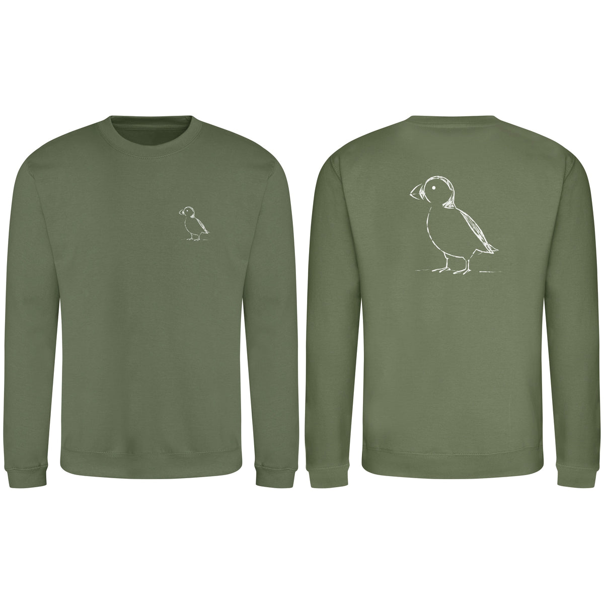 Proud Puffin Adult Sweatshirt - Wild Lines Earthy Green colour variant image
