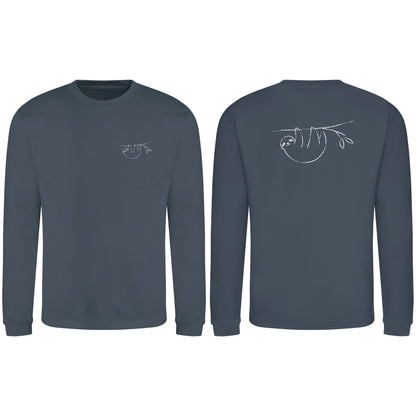 Hanging Sloth Adult Sweatshirt - Wild Lines Airforce Blue colour variant image