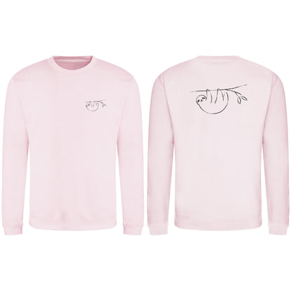 Hanging Sloth Adult Sweatshirt - Wild Lines Baby Pink colour variant image