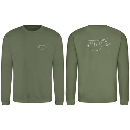 Hanging Sloth Adult Sweatshirt - Wild Lines Earthy Green colour variant image