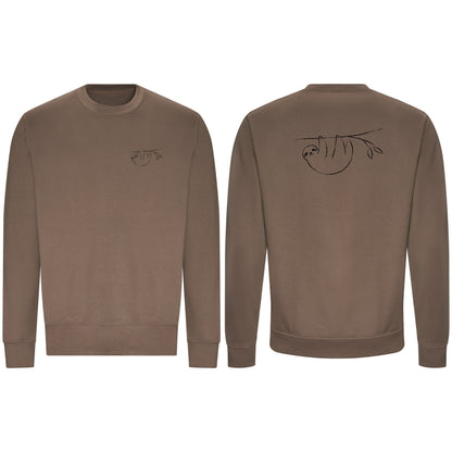 Hanging Sloth Adult Sweatshirt - Wild Lines Mocha Brown colour variant image