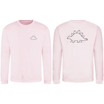Stepping Stegosaurus Adult Sweatshirt - Wild Lines Baby Pink colour variant image