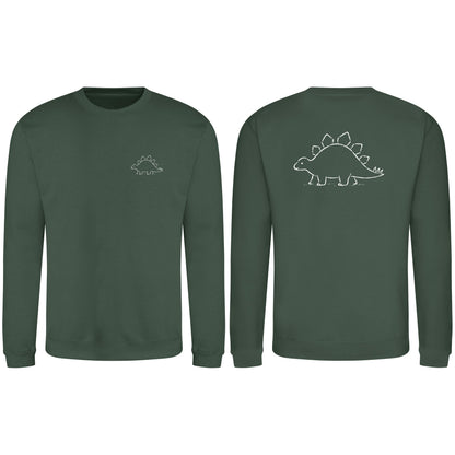Stepping Stegosaurus Adult Sweatshirt - Wild Lines Bottle Green colour variant image