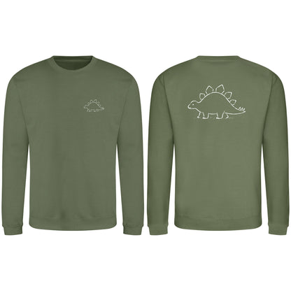 Stepping Stegosaurus Adult Sweatshirt - Wild Lines Earthy Green colour variant image