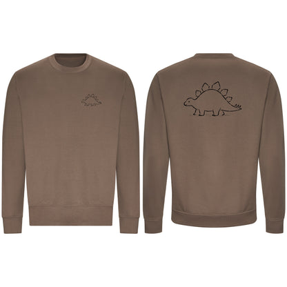 Stepping Stegosaurus Adult Sweatshirt - Wild Lines Mocha Brown colour variant image