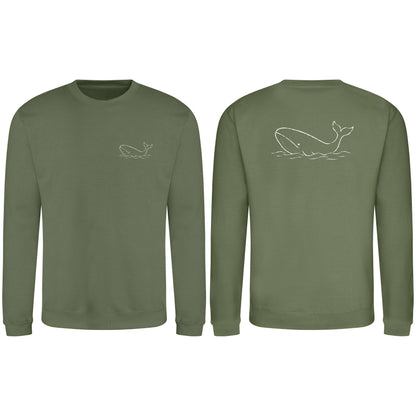 Drifting Whale Adult Sweatshirt - Wild Lines Earthy Green colour variant image