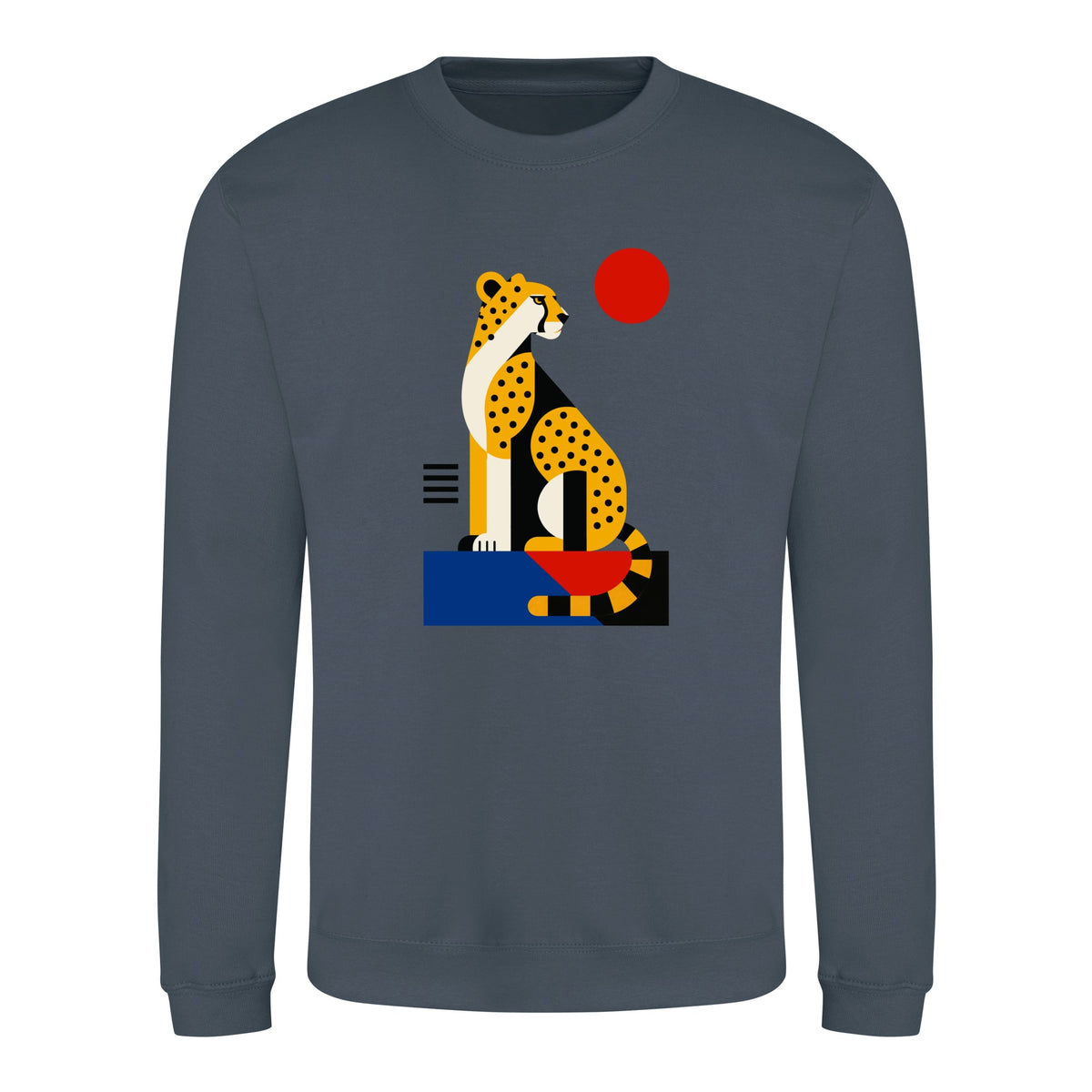 Poised Cheetah Adult Sweatshirt - Modern Menagerie Airforce Blue colour variant image