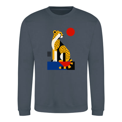 Poised Cheetah Adult Sweatshirt - Modern Menagerie Airforce Blue colour variant image