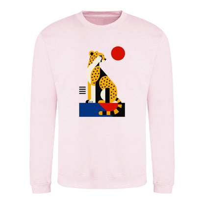 Poised Cheetah Adult Sweatshirt - Modern Menagerie Baby Pink colour variant image