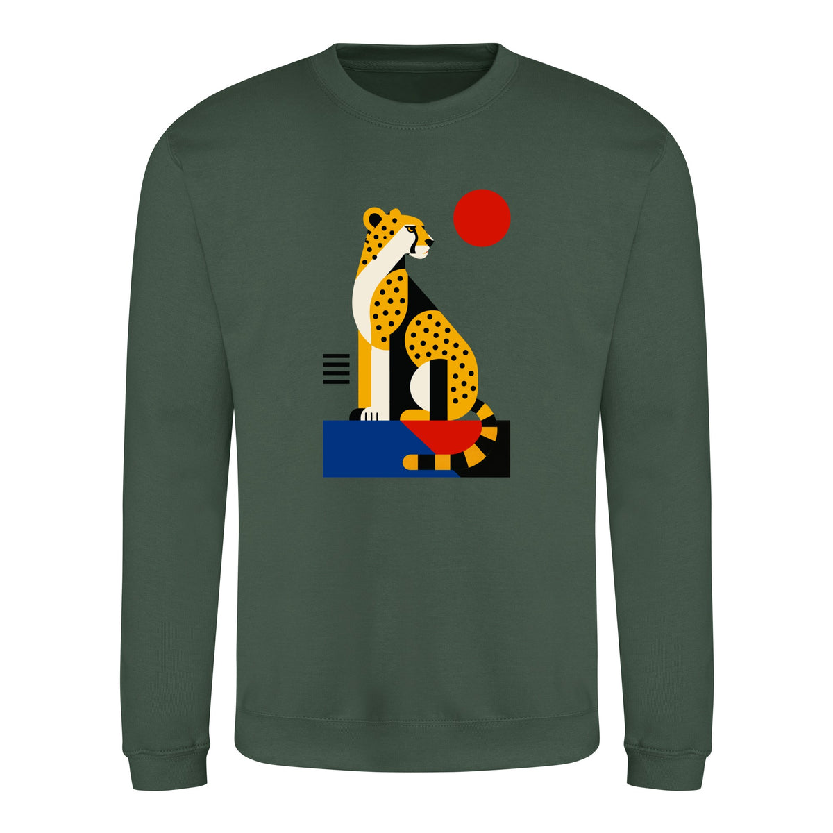 Poised Cheetah Adult Sweatshirt - Modern Menagerie Bottle Green colour variant image