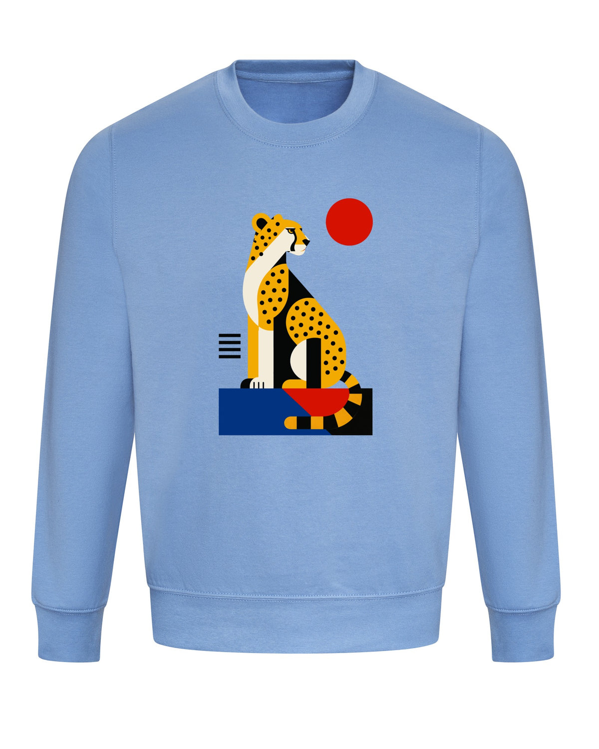 Poised Cheetah Adult Sweatshirt - Modern Menagerie Cornflower Blue colour variant image