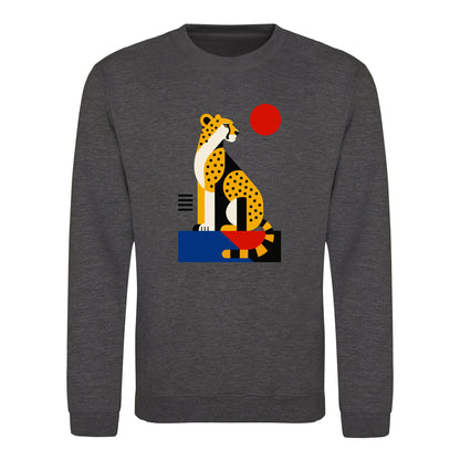 Poised Cheetah Adult Sweatshirt - Modern Menagerie Charcoal colour variant image