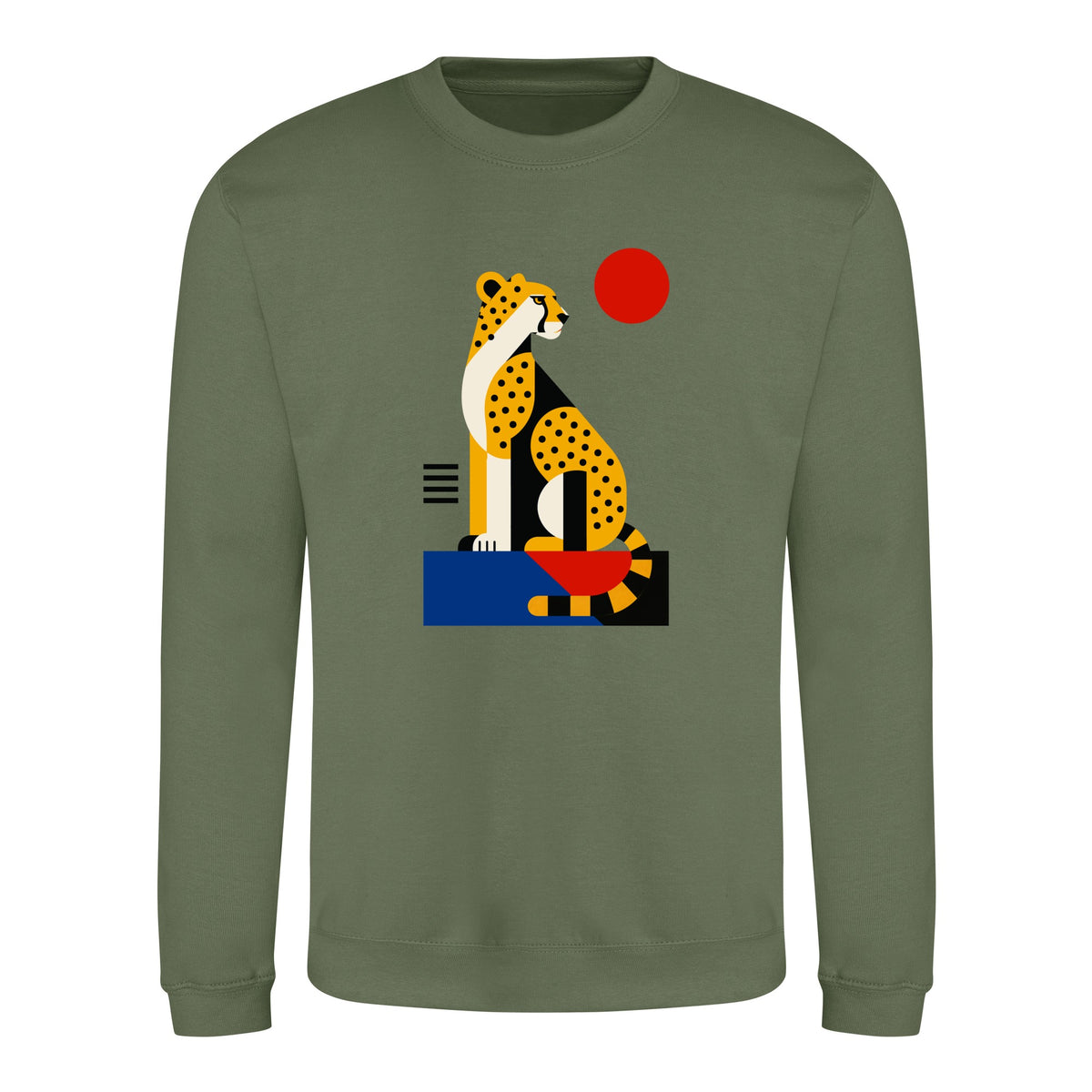 Poised Cheetah Adult Sweatshirt - Modern Menagerie Earthy Green colour variant image