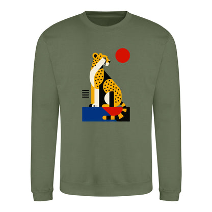 Poised Cheetah Adult Sweatshirt - Modern Menagerie Earthy Green colour variant image