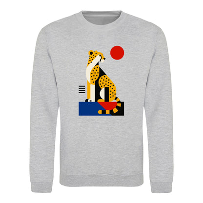Poised Cheetah Adult Sweatshirt - Modern Menagerie Heather Grey colour variant image