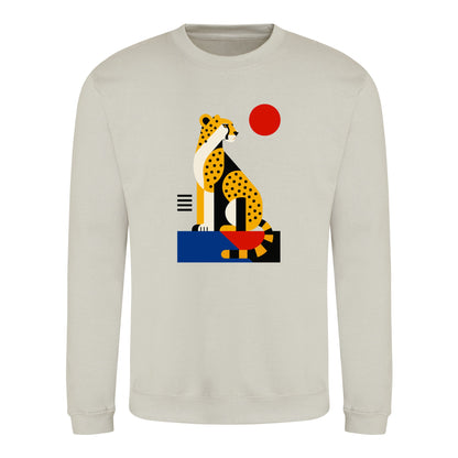 Poised Cheetah Adult Sweatshirt - Modern Menagerie Natural Stone colour variant image
