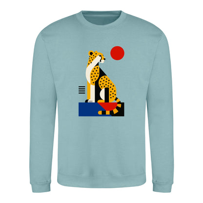 Poised Cheetah Adult Sweatshirt - Modern Menagerie Seafoam colour variant image