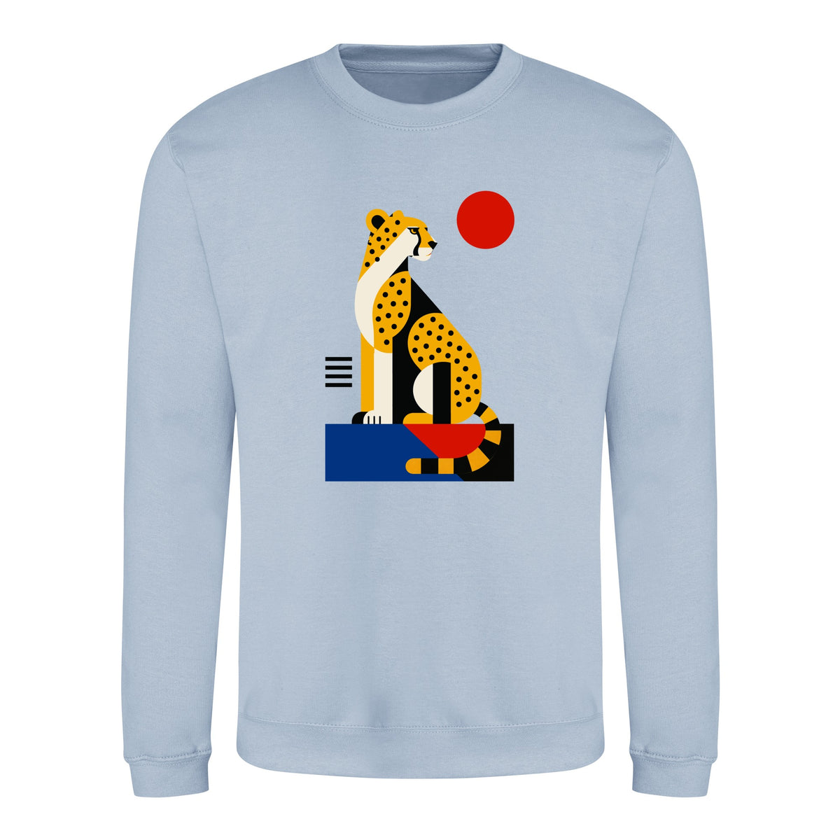 Poised Cheetah Adult Sweatshirt - Modern Menagerie Sky Blue colour variant image