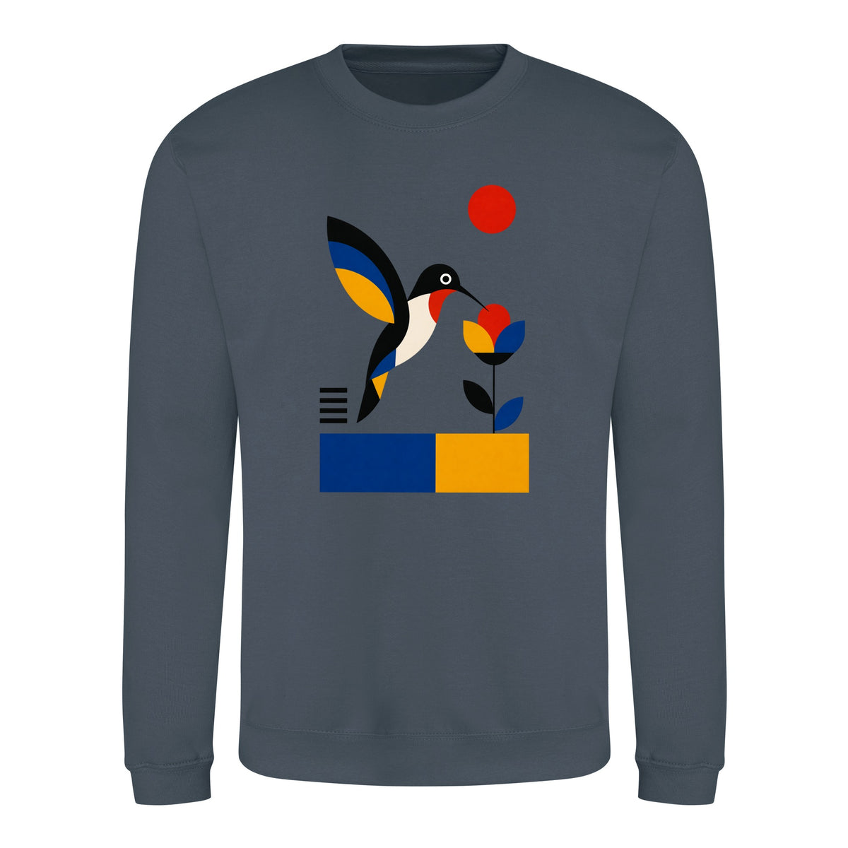 Hummingbird Bloom Adult Sweatshirt - Modern Menagerie Airforce Blue colour variant image