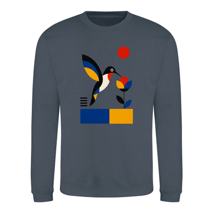 Hummingbird Bloom Adult Sweatshirt - Modern Menagerie Airforce Blue colour variant image