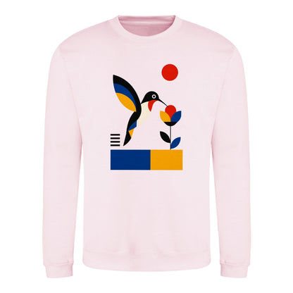 Hummingbird Bloom Adult Sweatshirt - Modern Menagerie Baby Pink colour variant image