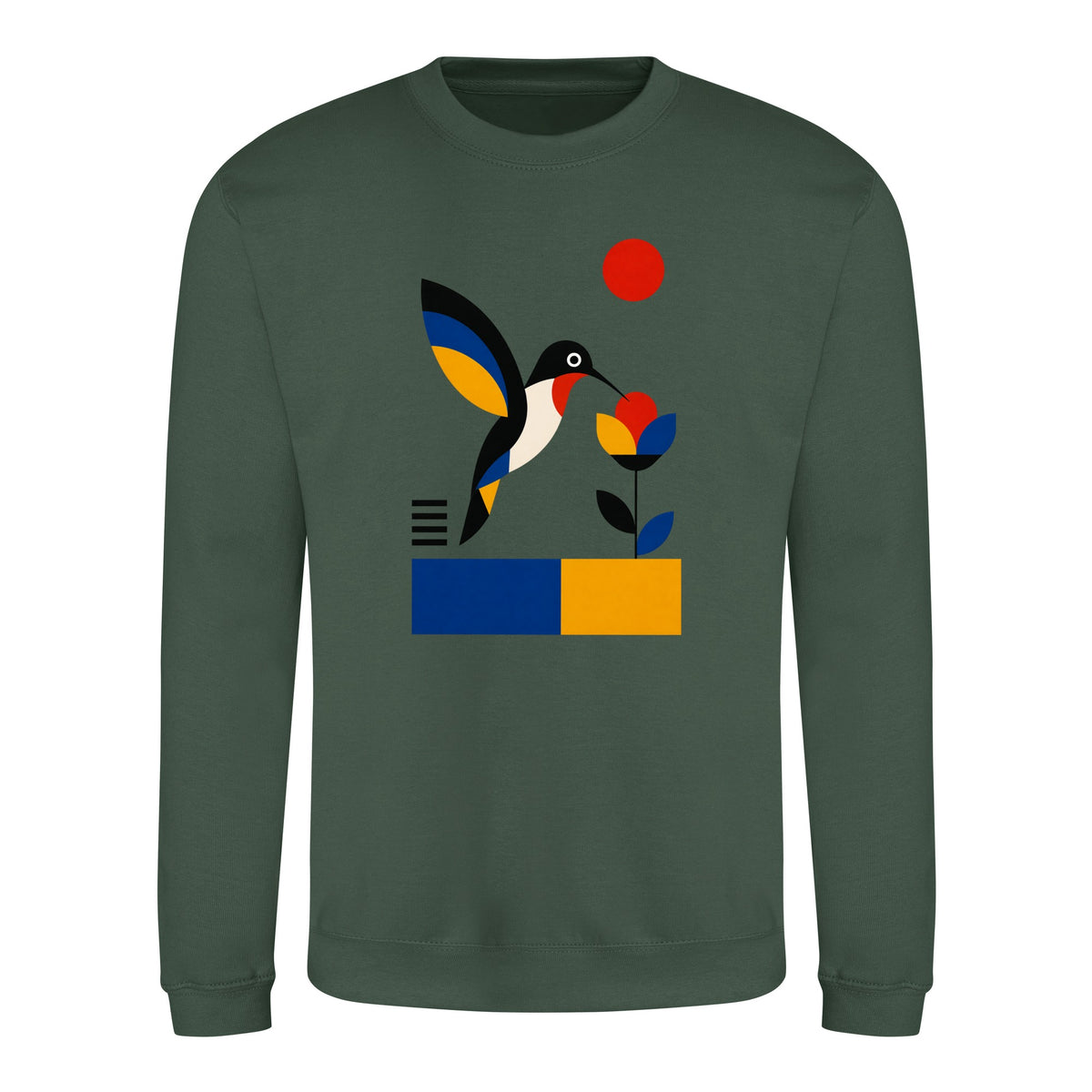 Hummingbird Bloom Adult Sweatshirt - Modern Menagerie Bottle Green colour variant image