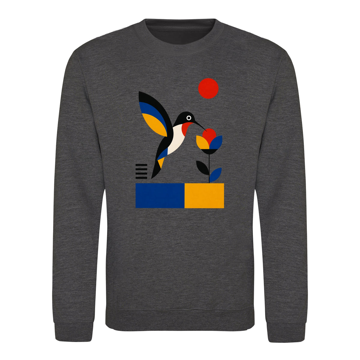 Hummingbird Bloom Adult Sweatshirt - Modern Menagerie Charcoal colour variant image