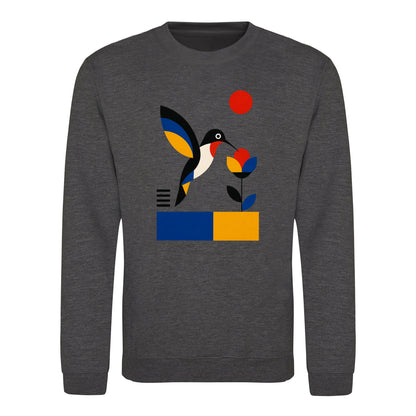 Hummingbird Bloom Adult Sweatshirt - Modern Menagerie Charcoal colour variant image