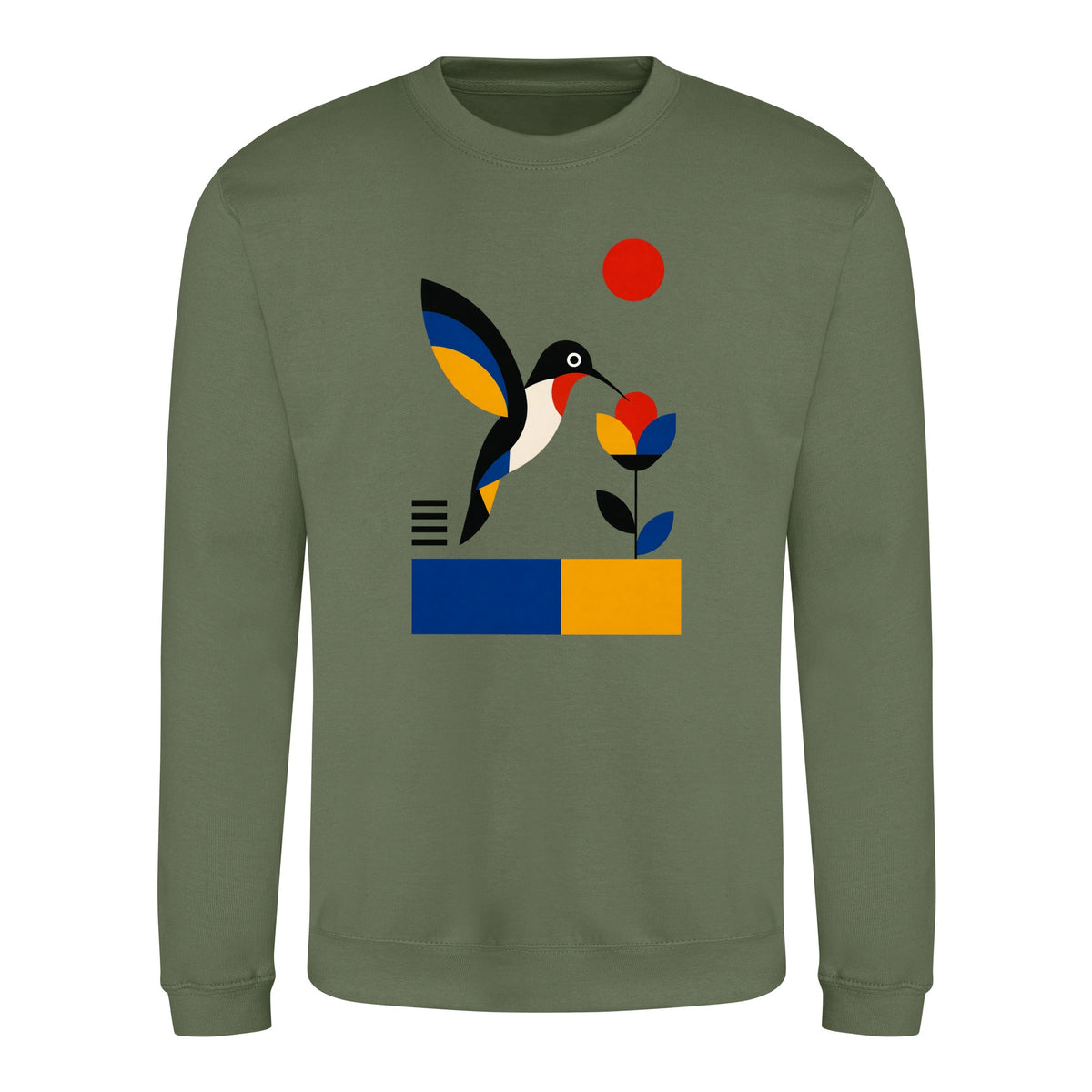 Hummingbird Bloom Adult Sweatshirt - Modern Menagerie Earthy Green colour variant image