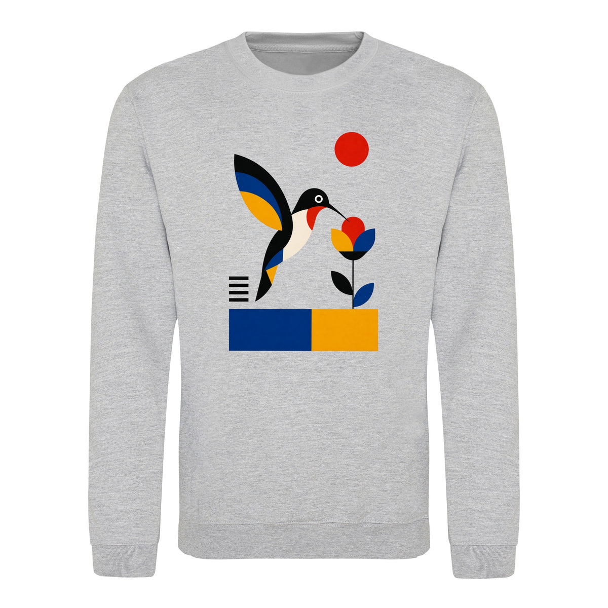 Hummingbird Bloom Adult Sweatshirt - Modern Menagerie Heather Grey colour variant image