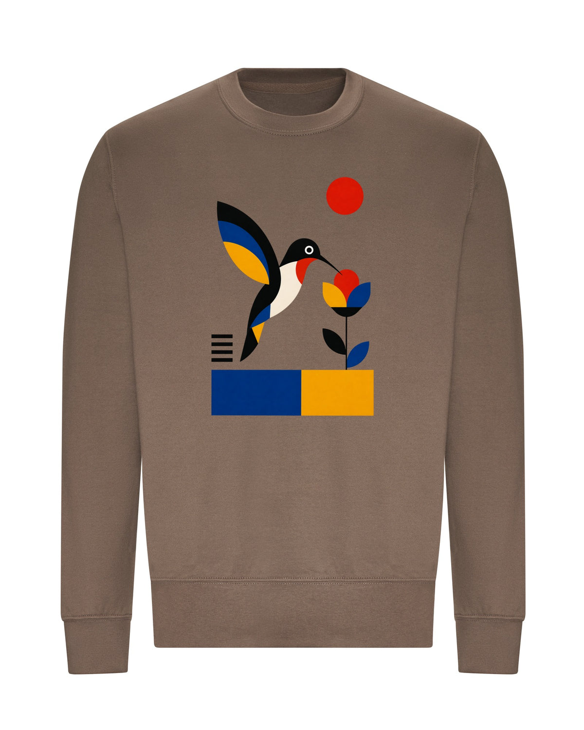 Hummingbird Bloom Adult Sweatshirt - Modern Menagerie Mocha Brown colour variant image