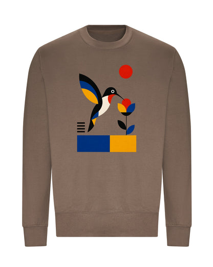 Hummingbird Bloom Adult Sweatshirt - Modern Menagerie Mocha Brown colour variant image