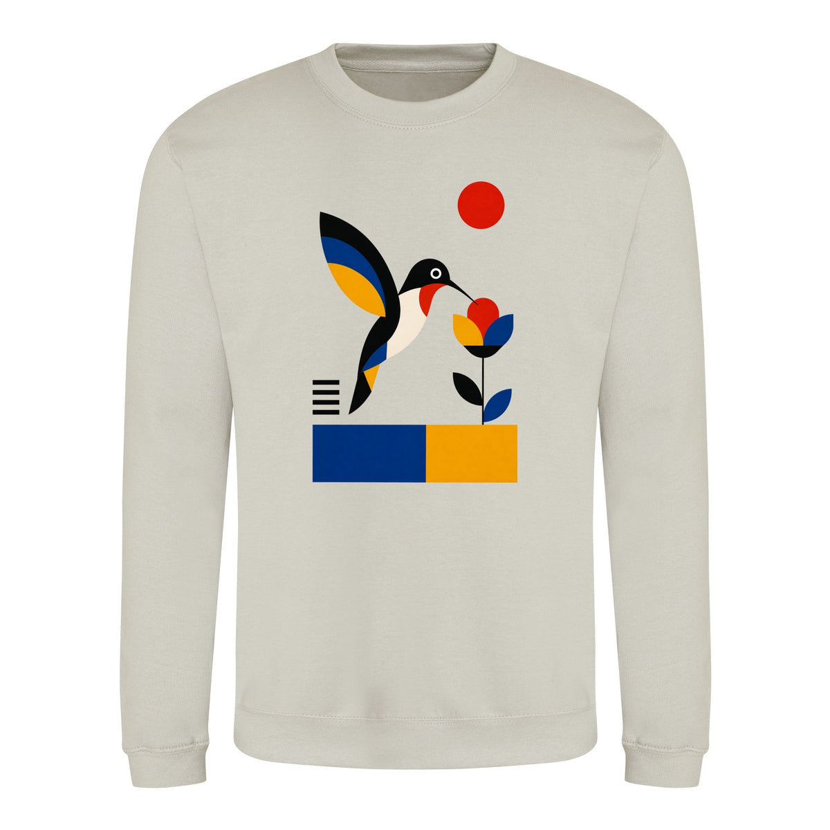 Hummingbird Bloom Adult Sweatshirt - Modern Menagerie Natural Stone colour variant image