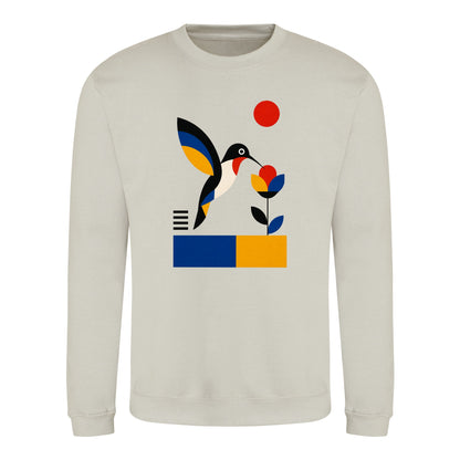 Hummingbird Bloom Adult Sweatshirt - Modern Menagerie Natural Stone colour variant image